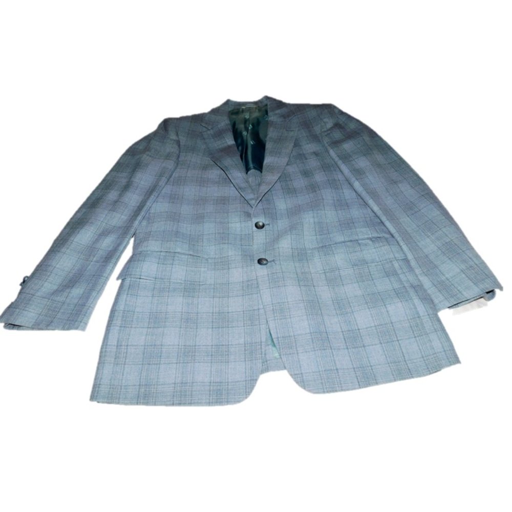 Men's Blue Plaid 3 piece Suit With Jacket, Vest & Pants Vintage Fashion Park
